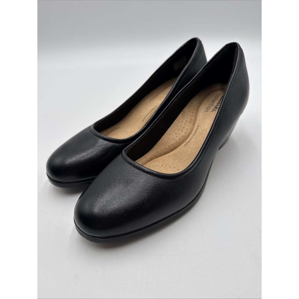 Clarks Collection Womens Black Ultimate Comfort Block Heel Pumps Size 11 NWOT